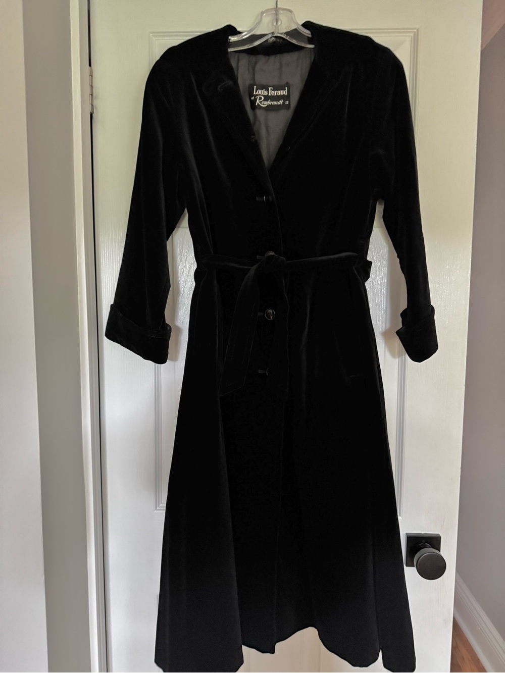Louis Feraud Black Velvet Robe Coat Small-Medium